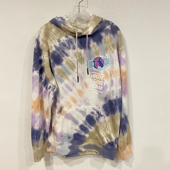 Market Smiley Tie Dye High Energy Team Hoodie Size Medium EUC - Picture 1 of 5